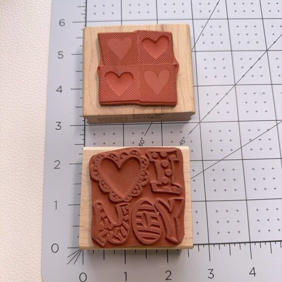 Lot of 2 Hearts Love Rubber Stamp I Heart You Message Box of Hearts Shadow Craft - Picture 4 of 4
